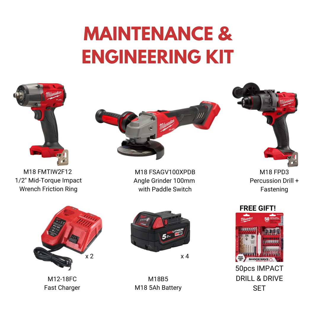 Milwaukee M E Combo Kit M18 FPD3 M18 FSAGV100 M18 FMTIW