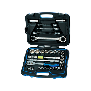 Socket set with 4 in 1 ratcheting wrench, 31 pcs