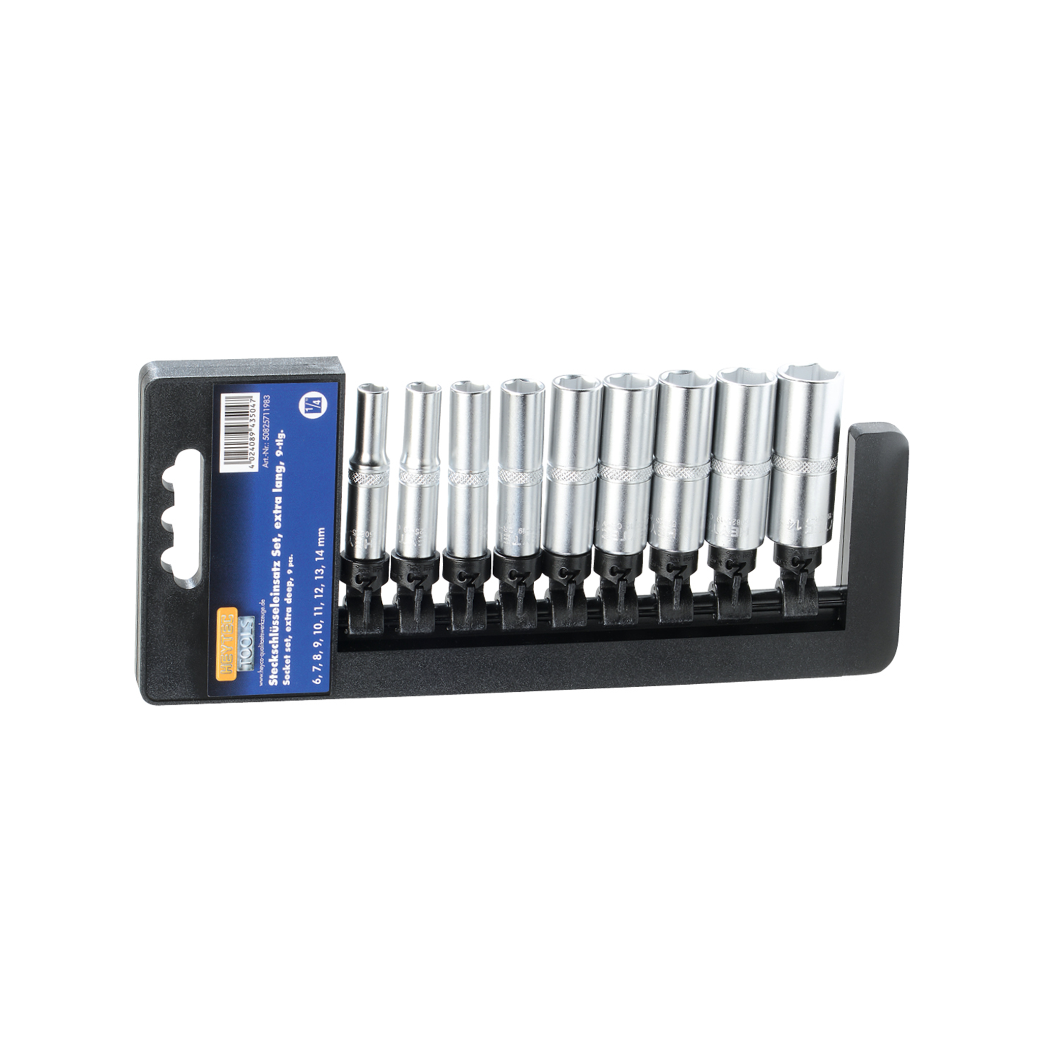 Socket Set Extra Deep, 9 pcs., 1/4